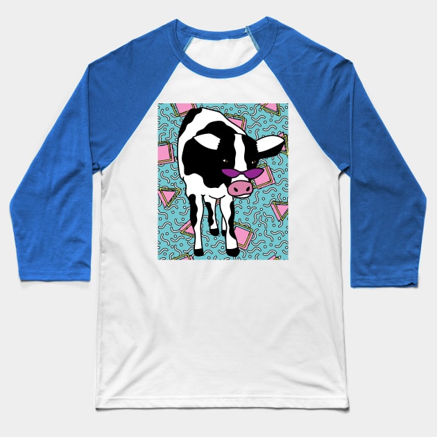 Funny Cow With Sunglasses Muh Baseball T-Shirt by flofin